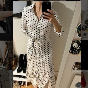Polka dot button down midi
